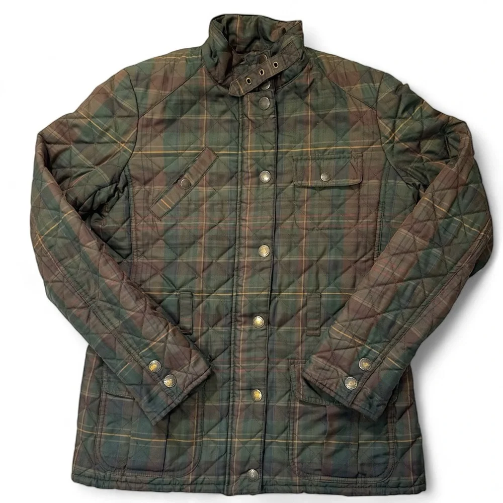 Ralph Lauren Green and Brown Quilted Jacket Women’s Small *No Belt - Picture 1 of 5